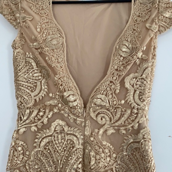 Holiday/Christmas Party Dress- Gold sequins low back - Picture 4 of 4